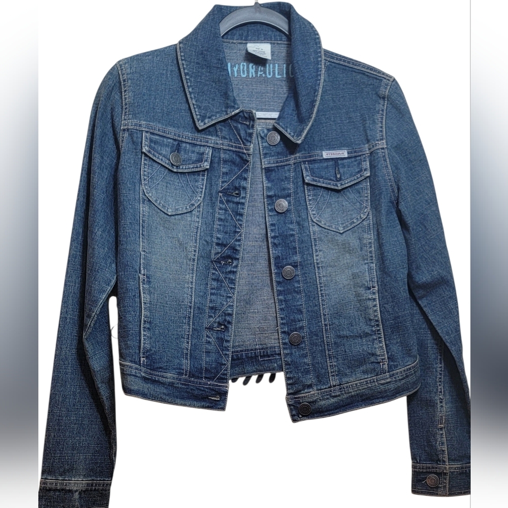 Hydraulic Blue Denim Jacket with Button Detail